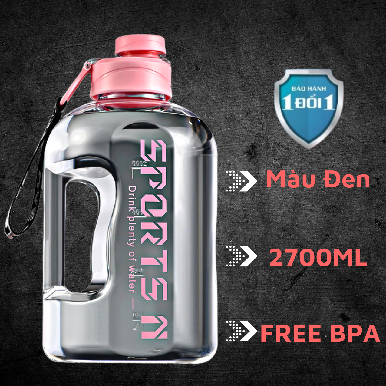 Bình Đựng Nước Chịu Nhiệt Độ Cao SOIKA 1.7L Và 2.7L SW01 – Hồng – SW01H – 2,7 Lít