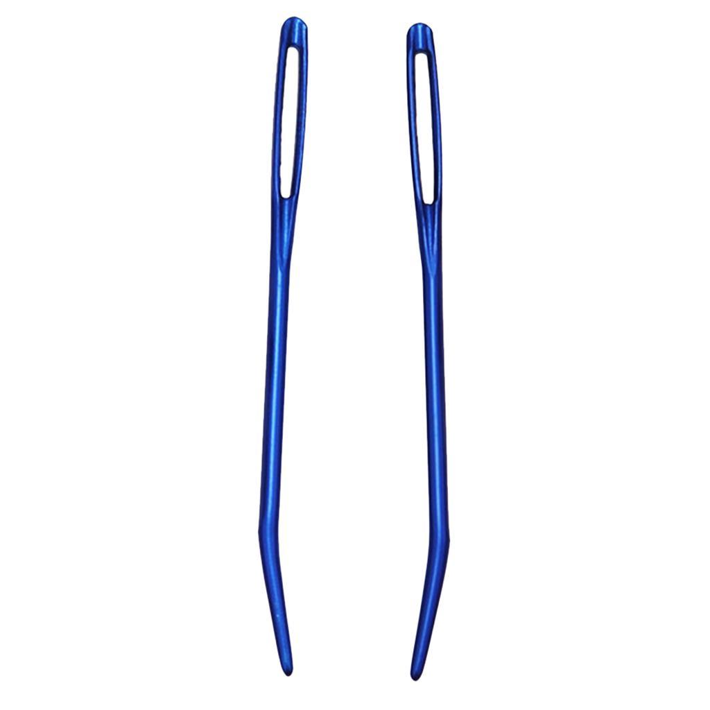 2 Pieces Aluminium Large-eye Bent Tip Tapestry Darning Needle DIY Knitting Craft