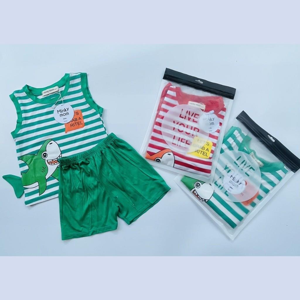 Đồ Bộ Cho Bé Trai, Bé Gái Mặc Nhà Bộ Ba Lỗ Cá Mập Minky Mom Dễ Thương Chất Cotton cao cấp siêu mềm mát cho bé