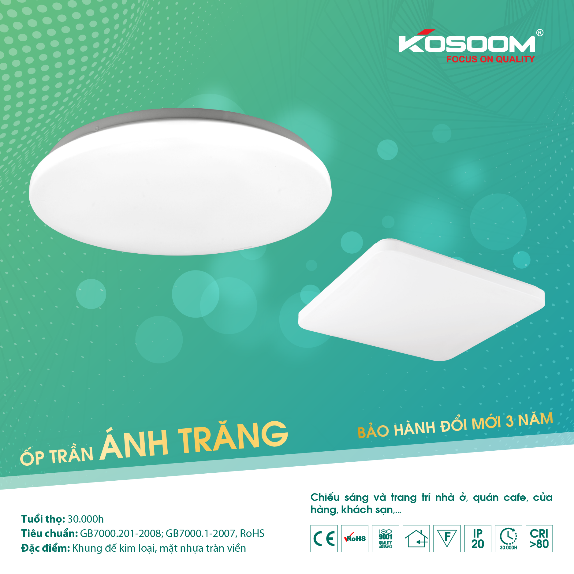 Đèn led ốp trần ánh trăng OP-KS-FQ-14 KOSOOM