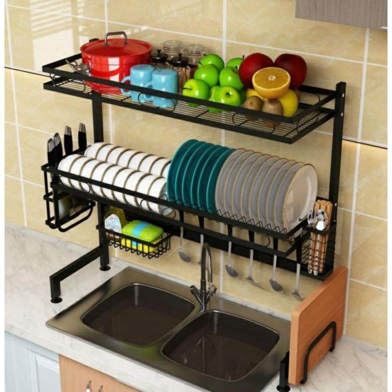 Kệ Để Chén Đĩa Thông Minh Trên Bồn Rửa Bát Sơn Đen Tĩnh Điện Cao Cấp