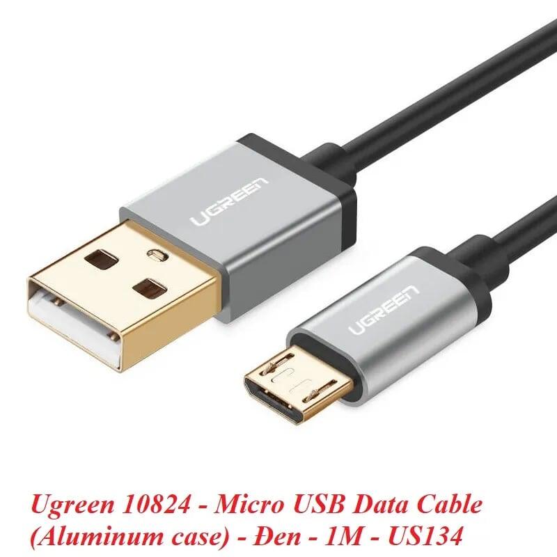 Ugreen UG10824US134TK 1M màu Đen Cáp sạc truyền dữ liệu USB 2.0 sang MICRO USB đầu mạ vàng - HÀNG CHÍNH HÃNG