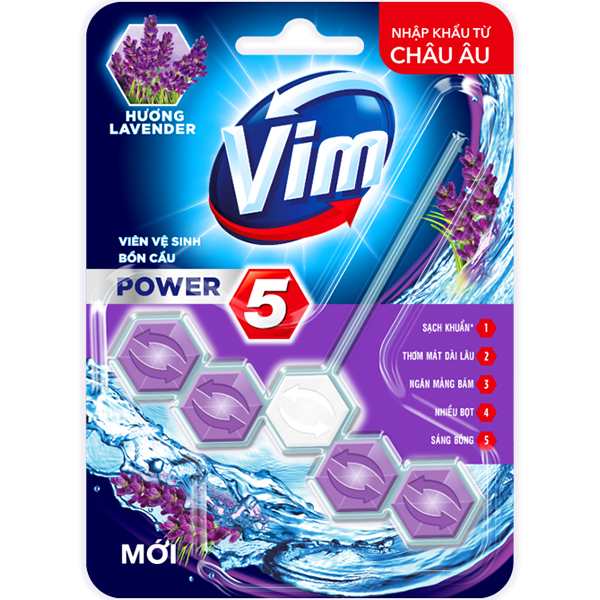 Combo Viên tẩy bồn cầu 55G x 3 VIM Power 5 hương Oải hương Sạch Khuẩn Thơm Mát suốt 30 ngày