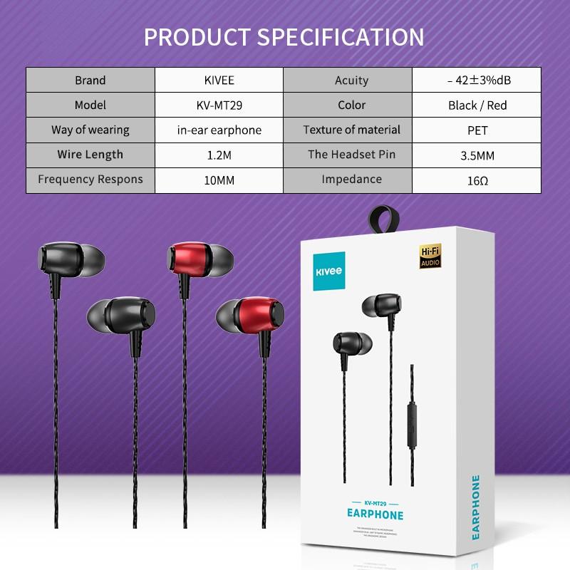 MT29 Tai nghe Jack 3.5mm thời trang Tai nghe có dây kim loại có mic cho Android Huawei VIVO OPPO-Hàng chính hãng