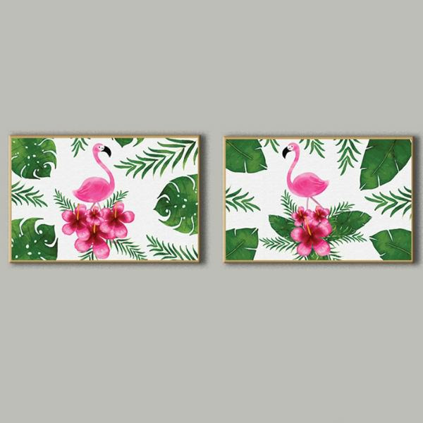 Bộ 2 Tranh Canvas Viền Composite "Hồng Hạc" W082