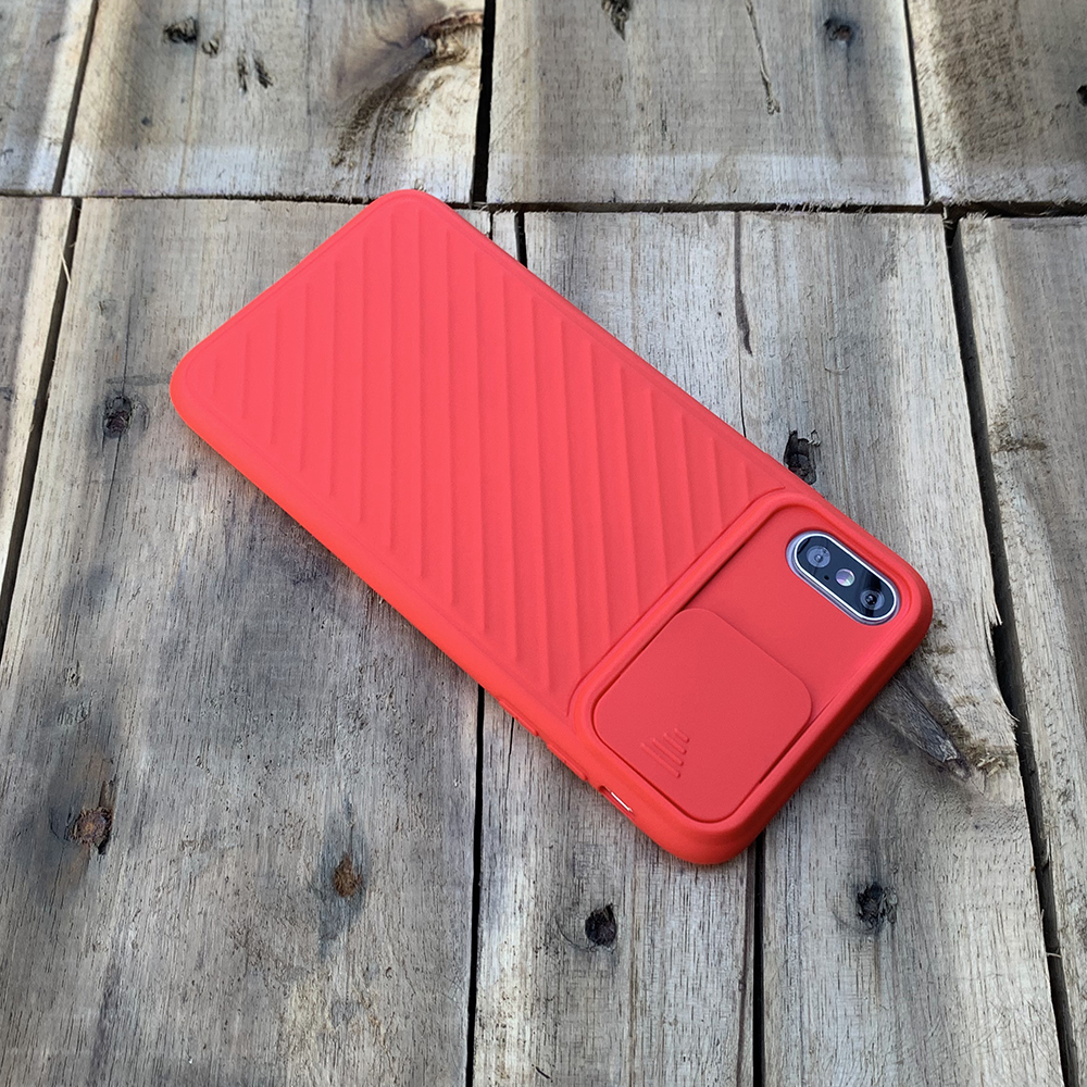 Ốp lưng kéo nắp camera cao cấp dành cho iPhone X / iPhone XS - Màu Đỏ