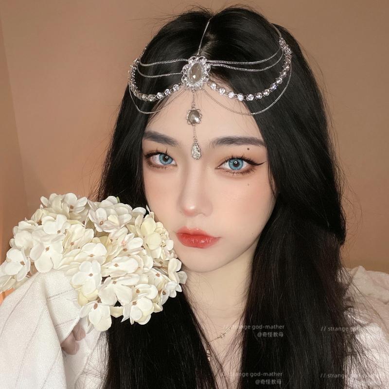 Cài tóc phong cách retro đính đá màu bạc xinh đẹp, phụ kiện chụp ảnh beauty