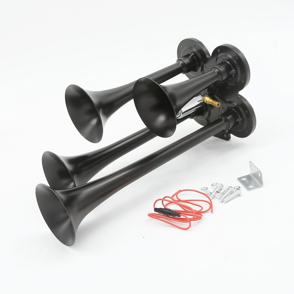 12V/24V Car Truck Boat 4 Trumpet Train Air Horn Set 150db for Air Compressor