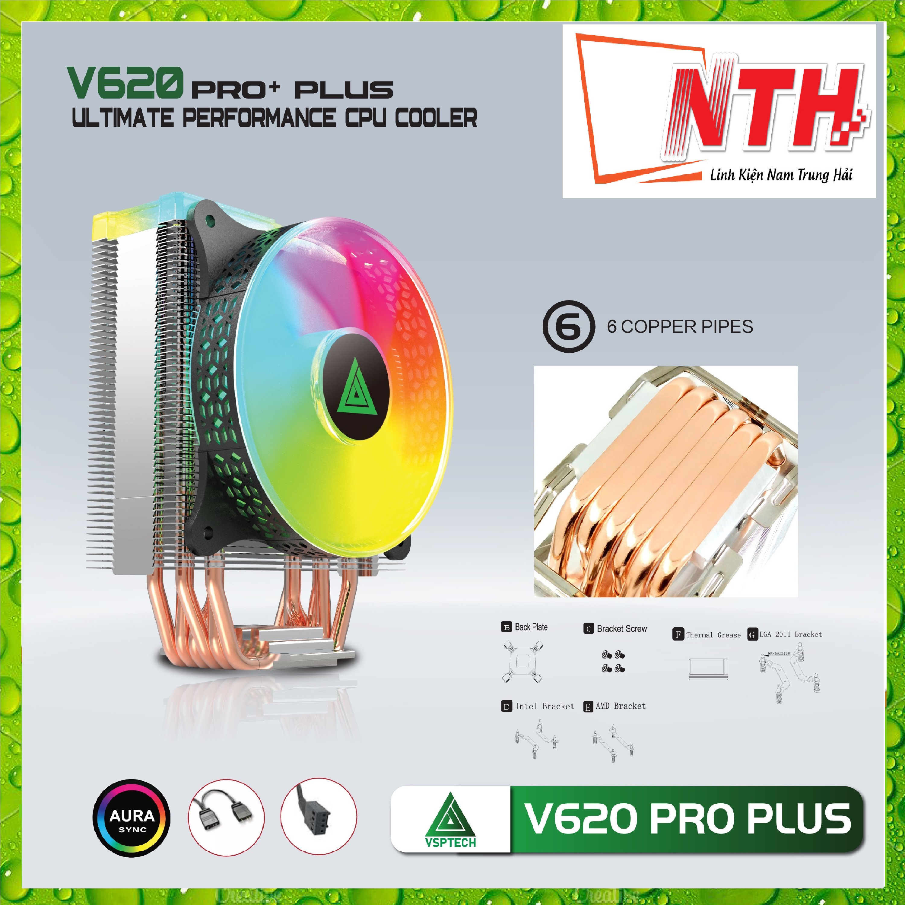 Fan V620 PRO PLUS LED ARGB (Tản 6U, Fan 12cm, Full Socket)-hàng chính hãng