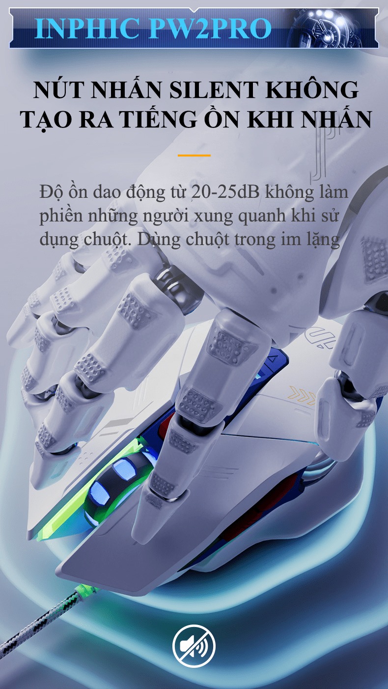 Chuột có dây INPHIC PW2PRO chuyên game thiết kế robot kèm theo đèn led RGB cực đẹp dành cho game thủ - HÀNG CHÍNH HÃNG