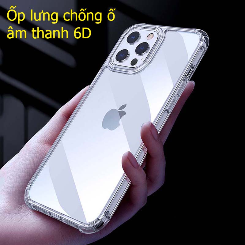 Ốp lưng cho iPhone 15 pro max trong suốt chống sốc chống ố vàng âm thanh 6D  - hàng chính hãng