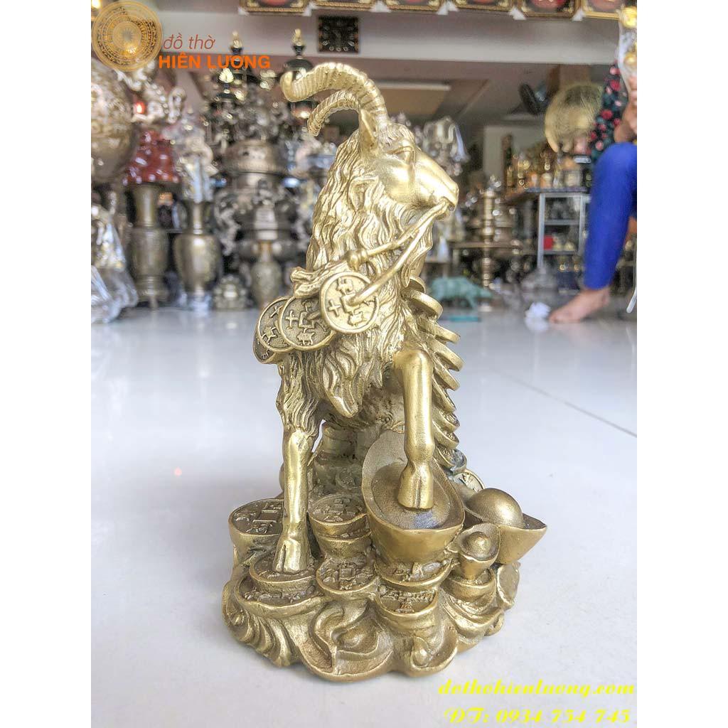 Tượng Dê Ngậm Xâu Đồng Xu Phong Thủy