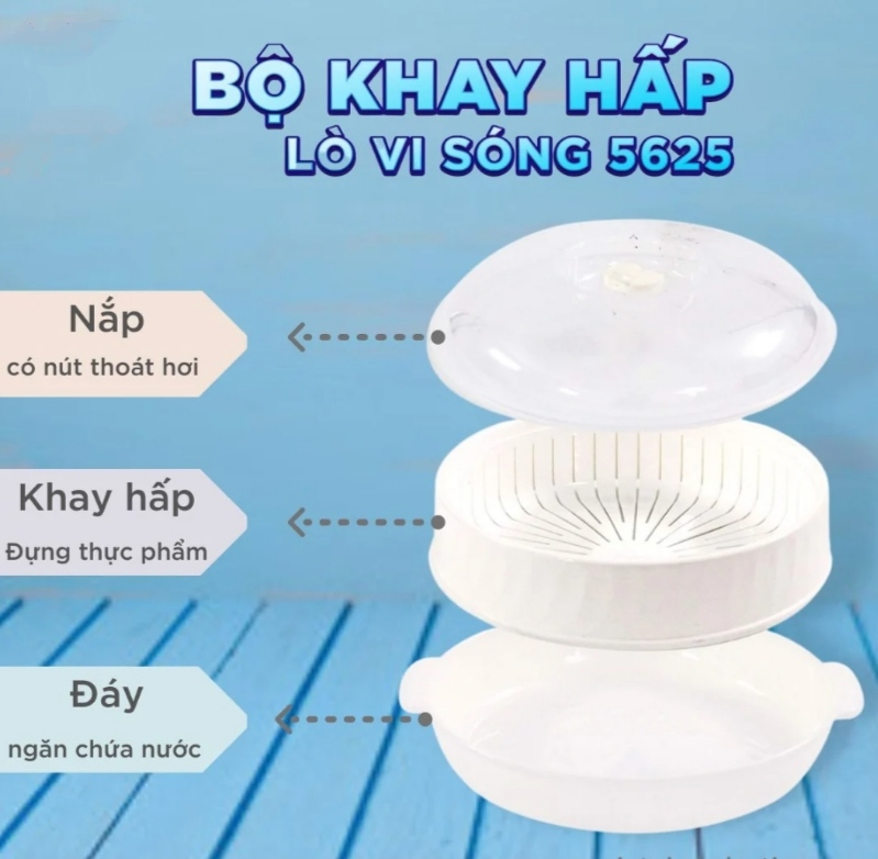 Xửng hấp dùng trong lò vi sóng ( tặng gắp inox hình bướm)