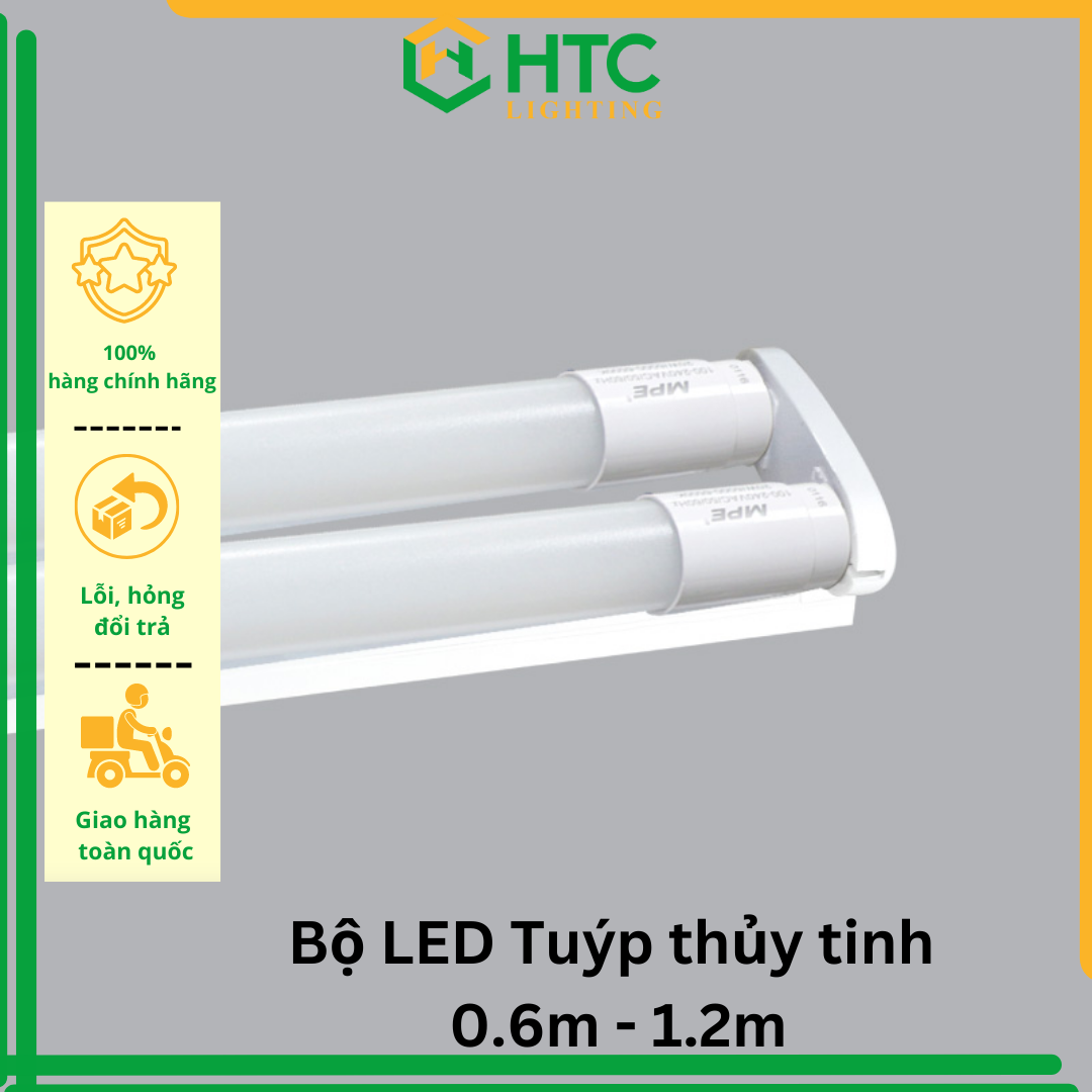 Bộ đèn LED tuýp thủy tinh 60 phân và 1.2m- ánh sáng trắng/ vàng - Thương hiệu MPE