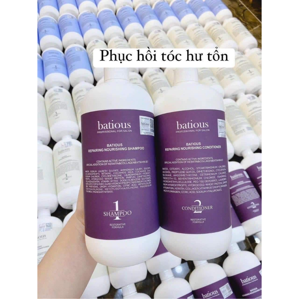 Cặp Dầu Gội Xả Batious Ngăn Ngừa Giảm Rụng Tóc. Dầu Gội Xả Mượt Tóc, Nhanh Mọc Tóc Nhanh  Chai 500ml-960ml(Nhập Khẩu Chính Gạch)