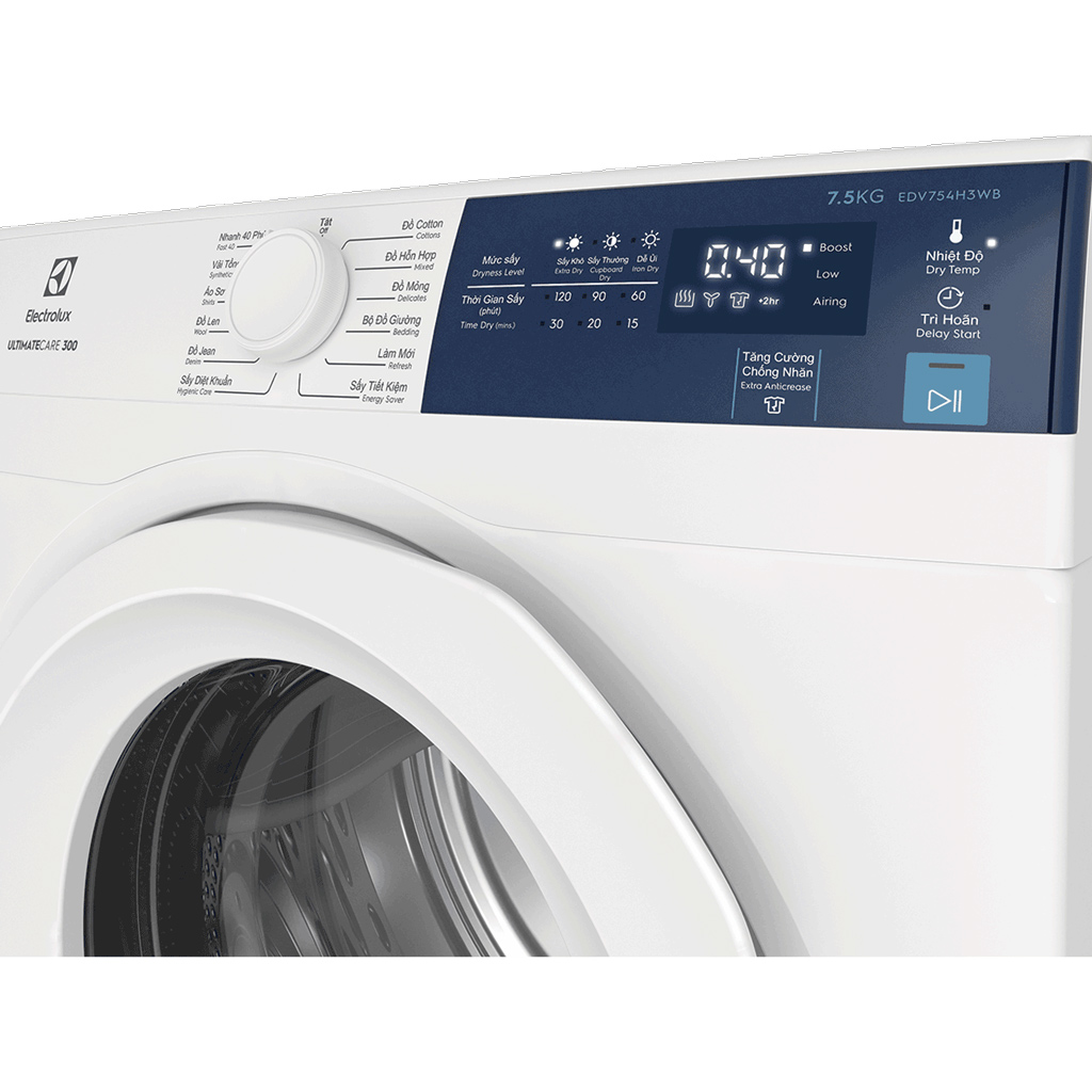 Máy sấy quần áo Electrolux 7.5 kg EDV754H3WB Trắng - Hàng chính hãng [Giao HCM/HN]