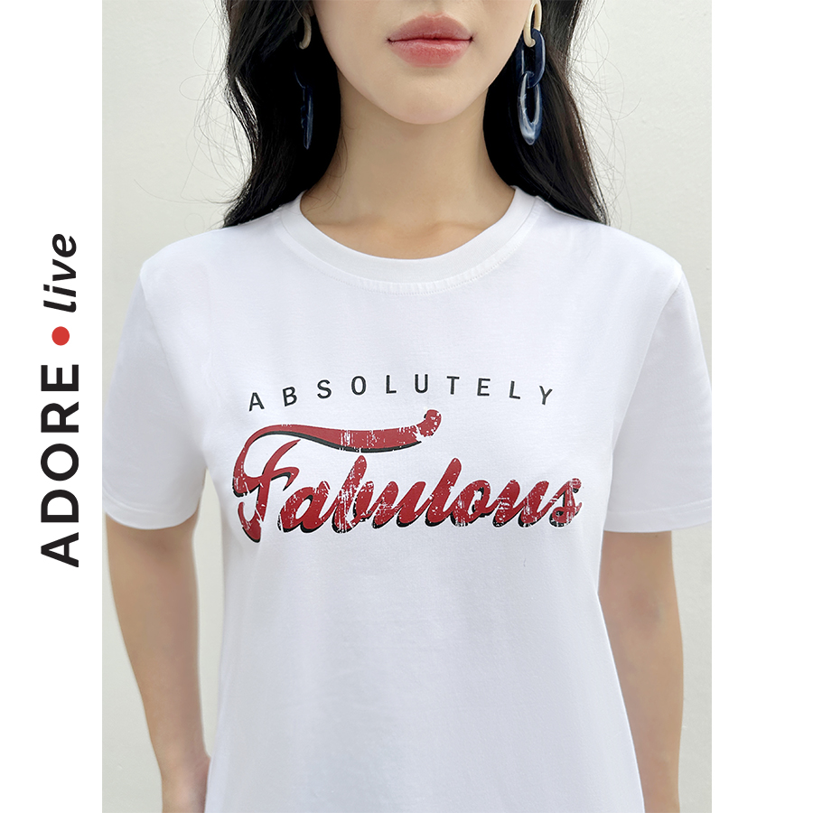 Áo Phông Graphic T-shirts casual style cotton trắng in fabulous 321TS2035 ADORE DRESS