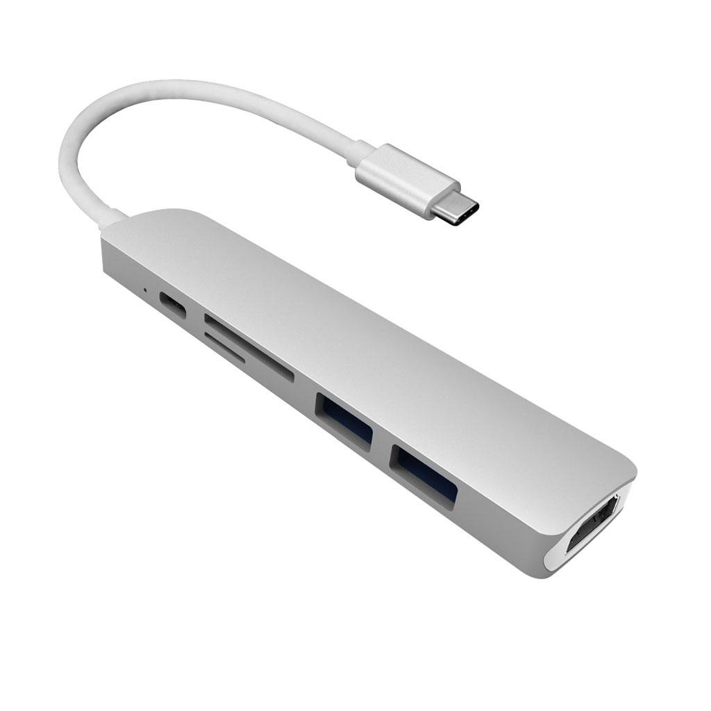 USB C HUB Adapter Type C Hub with 4K 6in1 Combo Hub for