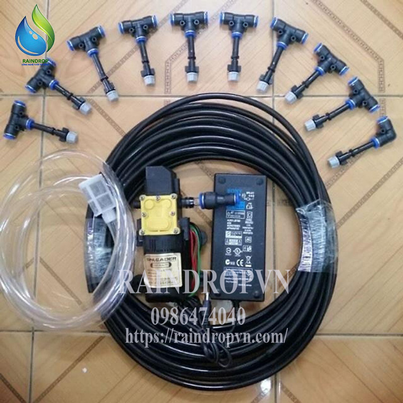Bộ kit phun sương xám kèm bơm và time