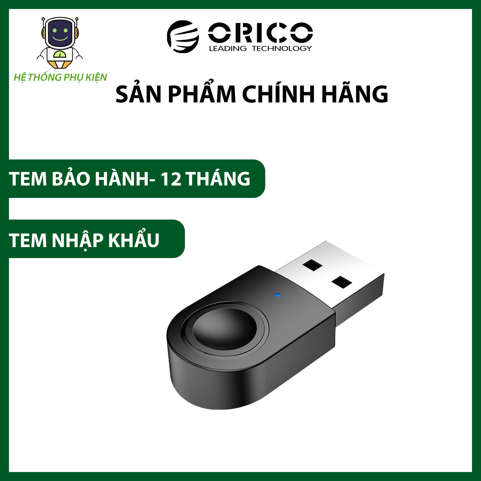 Thiết bị kết nối Bluetooth 5.0 qua USB ORICO BTA-608 Hàng Chính Hãng