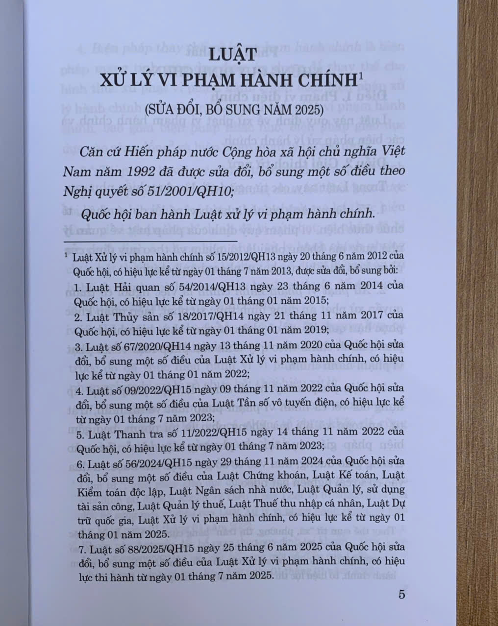 Luật xử lý vi phạm Hành chính (Sửa đổi, bổ sung năm 2025)