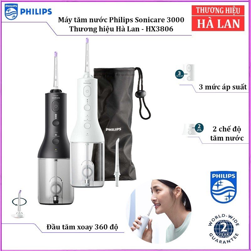 Máy tăm nước Philips Sonicare 3000 HX3806 - Hàng Nhập Khẩu