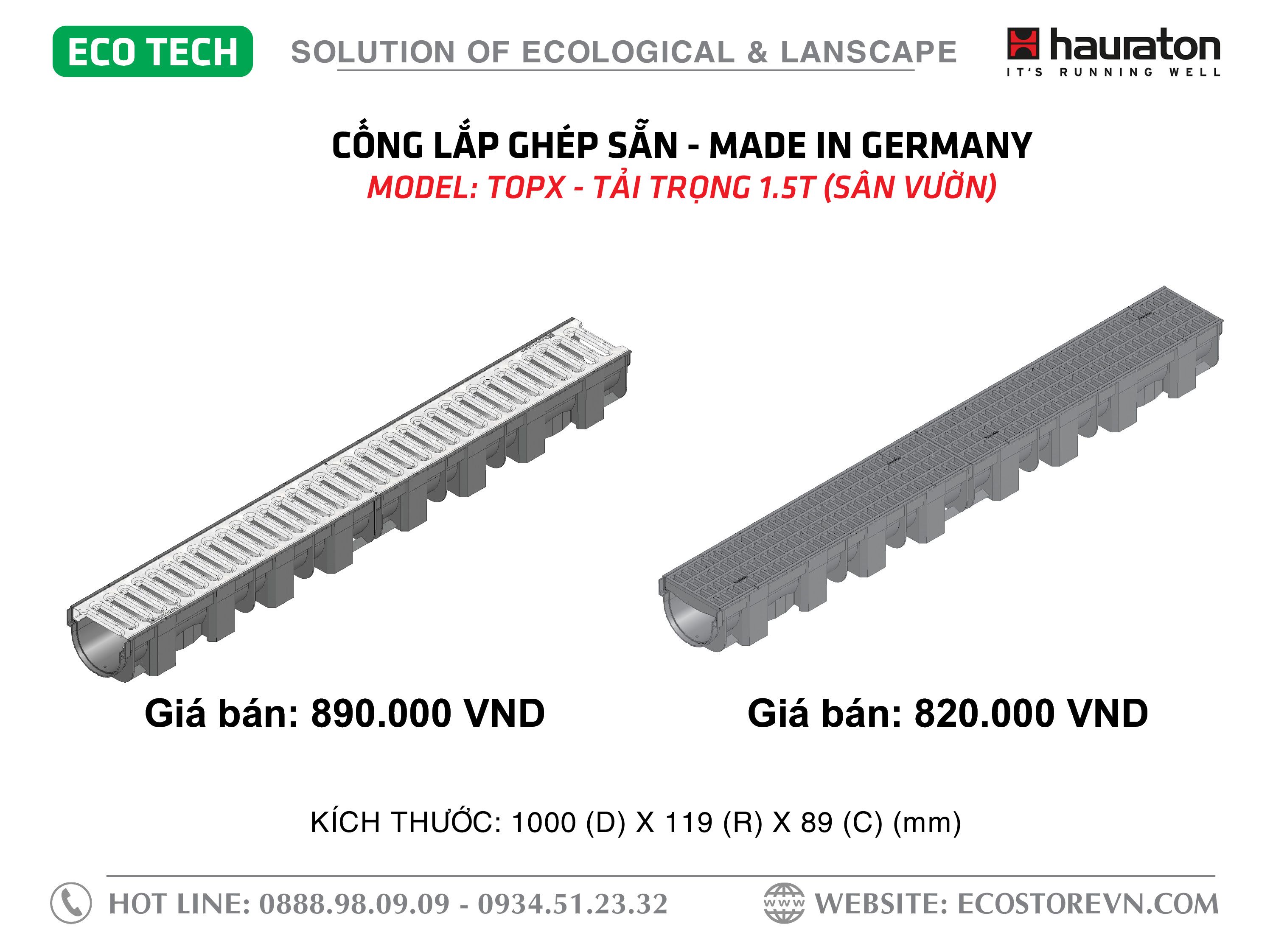 Cống thoát nước lắp ghép : Hiệu suất tối ưu, Thẩm mỹ, bền vững, chuyên dụng dành cho dân dụng & sân vườn, 2 lựa chọn nắp cống: