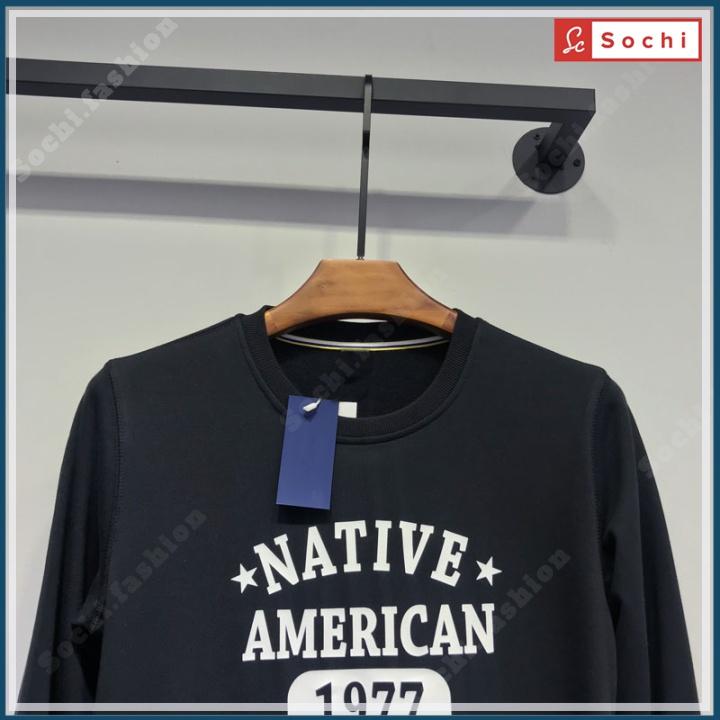 Áo thu đông nam tay dài, áo sweater cổ tròn mềm mịn vừa người in NATIVE mã SW.619