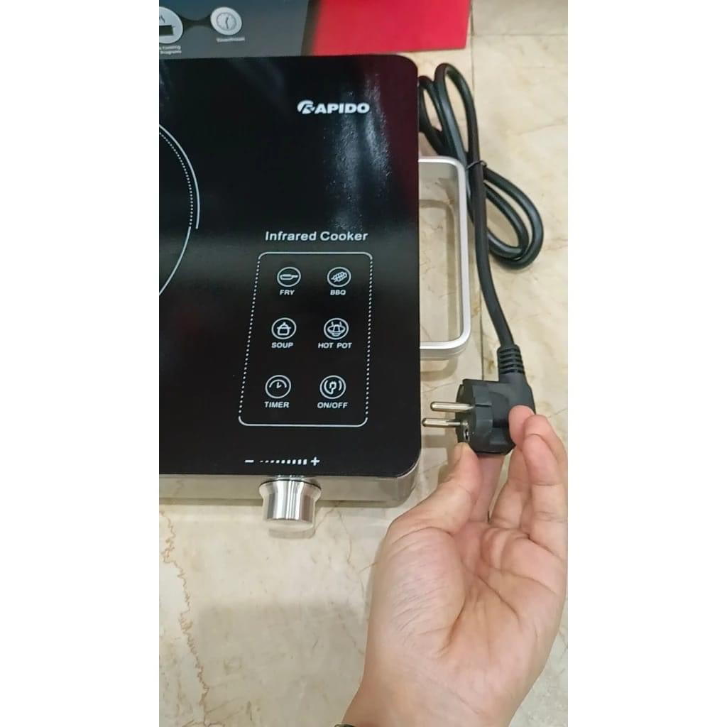 Bếp hồng ngoại đơn Rapido 2200W điều khiển cảm ứng, nấu nhanh tiết kiệm điện, dùng được mọi loại nồi chảo - Hàng chính hãng