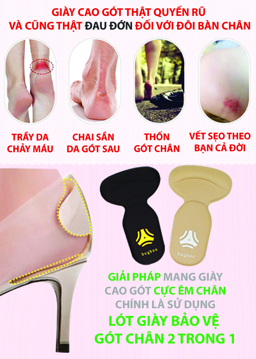 2 cặp lót giày chống tuột gót, chống trầy gót cực êm chân - buybox - BBPK09