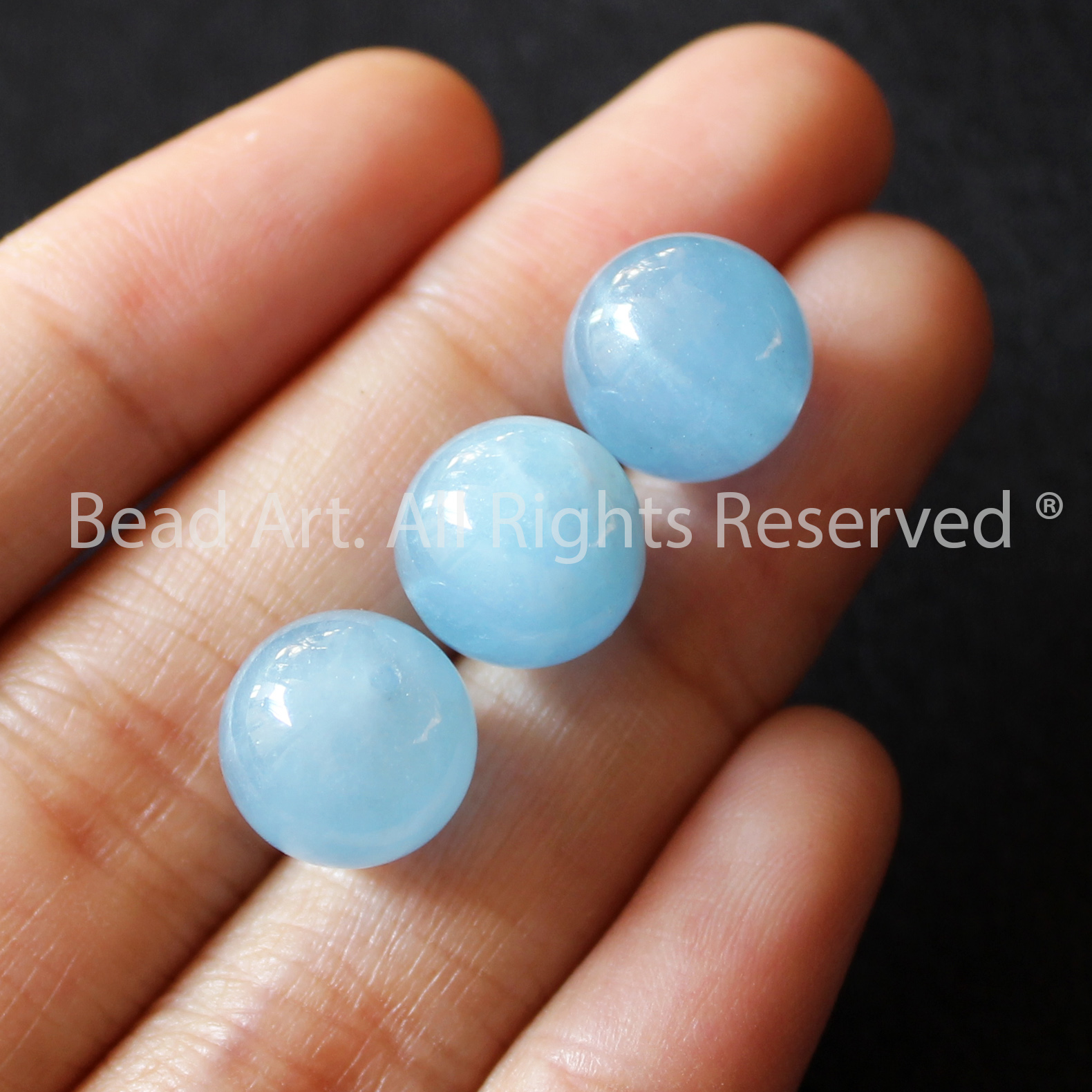 11MM Đá Aquamarine Tự Nhiên Xanh Biển Loại AA, Đá Phối Vòng Tay Phong Thuỷ, Chuỗi Hạt, Mệnh Thuỷ, Mộc - Bead Art