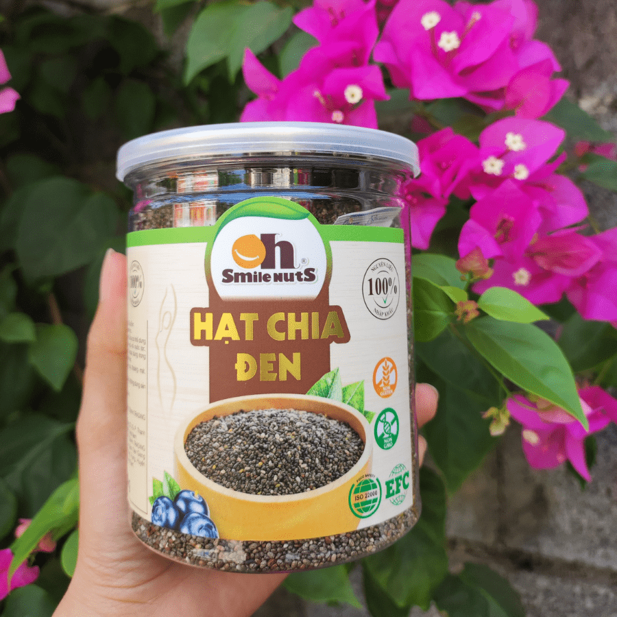 Hạt Chia Đen Hữu Cơ Smile Nuts Hộp 300/600g - Nhập khẩu từ Nam Mỹ (Hạt Chia sạch organic, cam kết chất lượng)