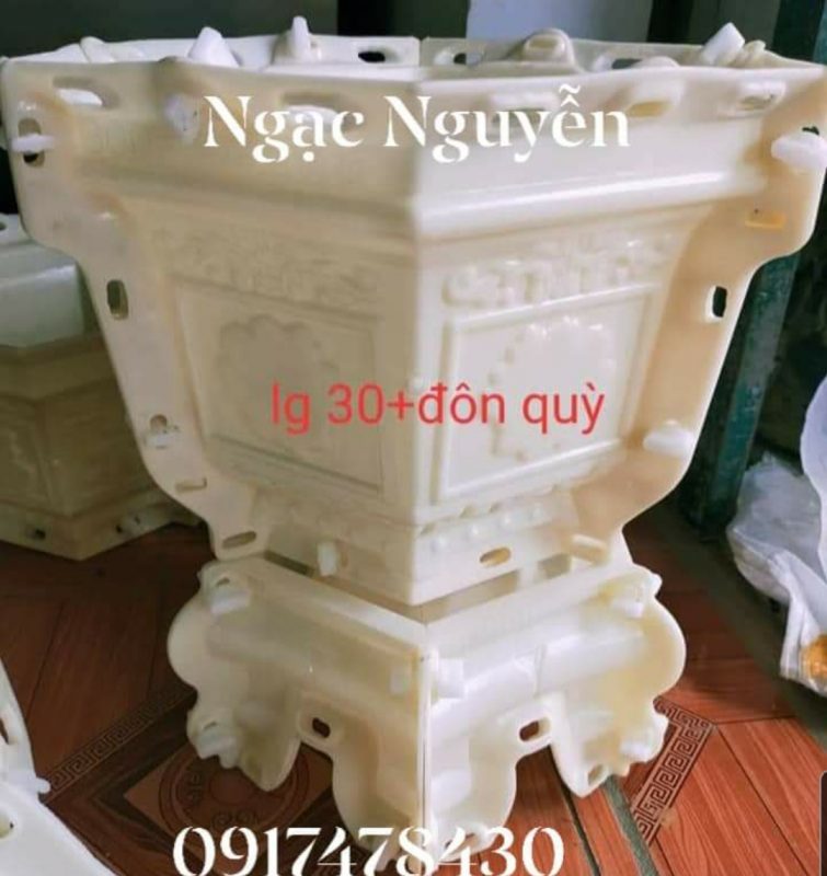 Khuôn đúc chậu lục giác rộng 30 cao 22 mẫu hoa kèm chân quỳ nhựa abs hàng dày dặn