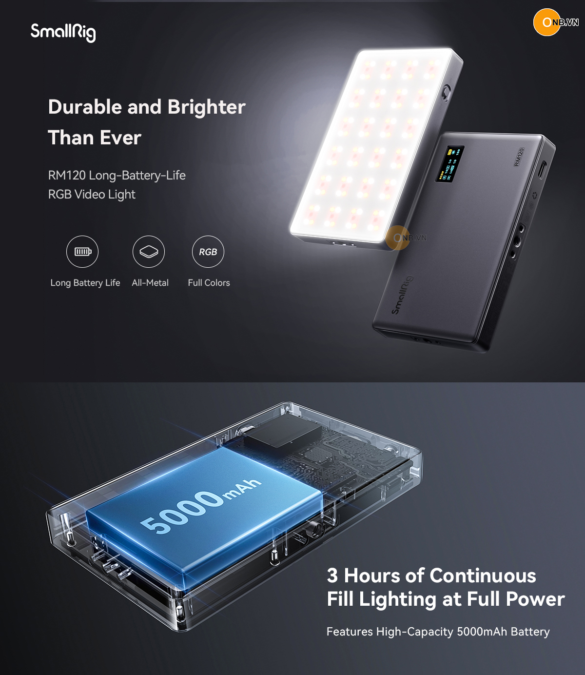 SmallRig RM120 Đèn Led RGB pin 5000mAh code 3808