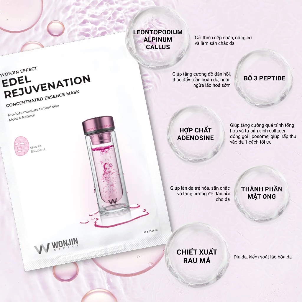 Combo 10 Mặt Nạ Truyền Dịch Nâng Cơ Trẻ Hóa Da WonJin Effect Edel Rejuvenation Mask 30g