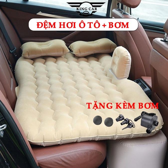 Đệm Hơi Ô Tô - Nệm Hơi Xe Ô Tô Chất Liệu Vải Nhung Dù ( loại 1) Bơm Điện + Bơm Gối Đầy Đủ Phụ kiện