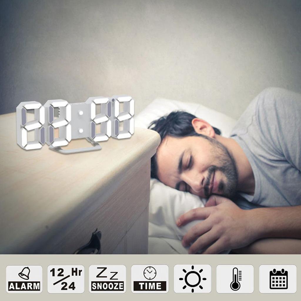 3D LED Digital Clock Wall Table Desktop Alarm Clock for Home Office