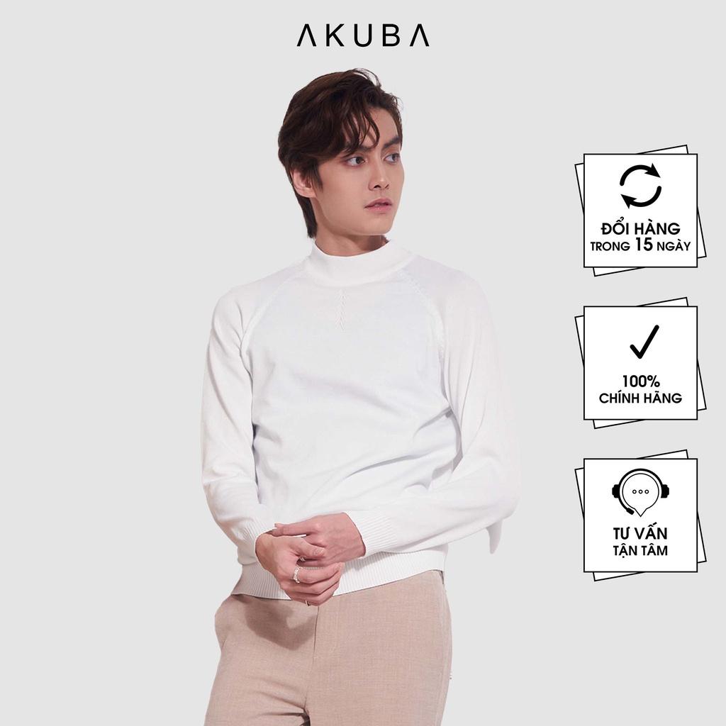 Áo len tay dài cổ trụ Akuba chất liệu len dệt kim mềm mịn, áo nhẹ, thoáng khí 02G0066