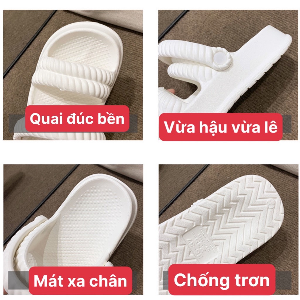 Dép bánh mì 2 quai ngang sandal nữ quai hậu độn đế 3cm kiểu ulzzang basic đi mưa D151