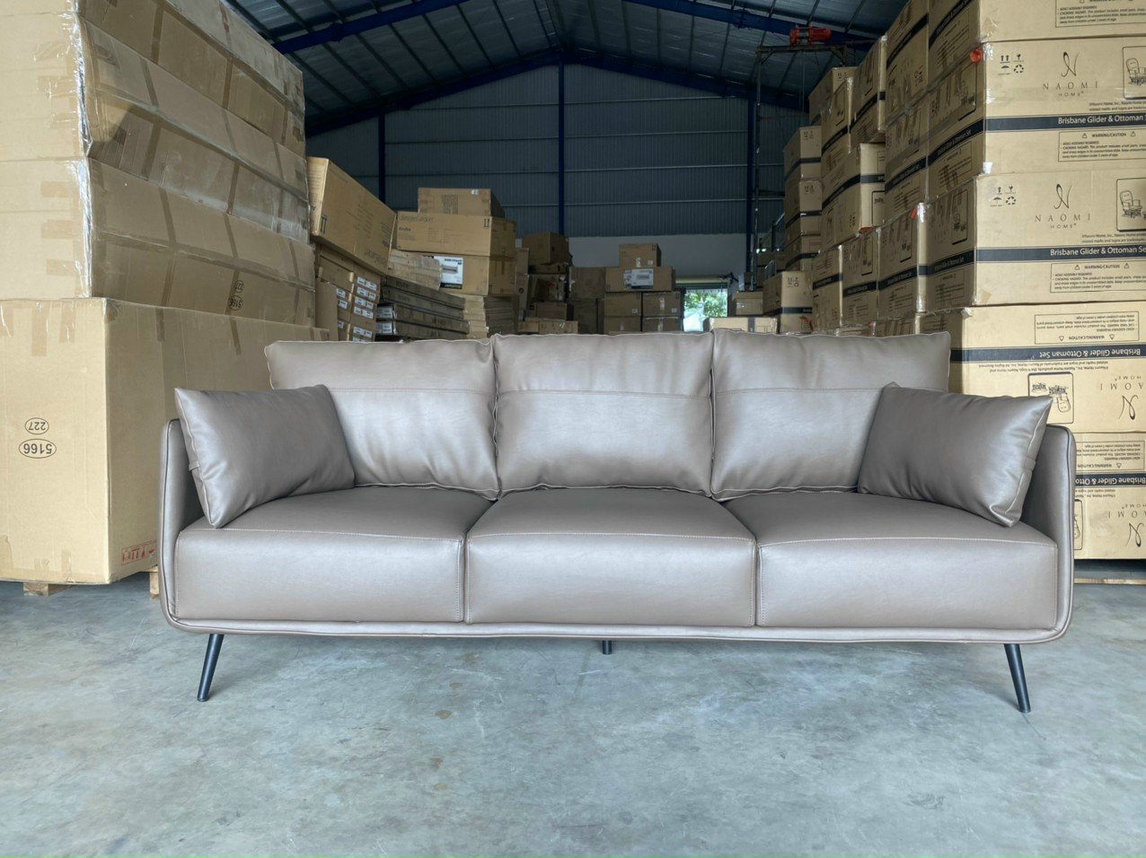 Sofa da xuất khẩu Juno sofa màu xám 200 x 85 x 85cm