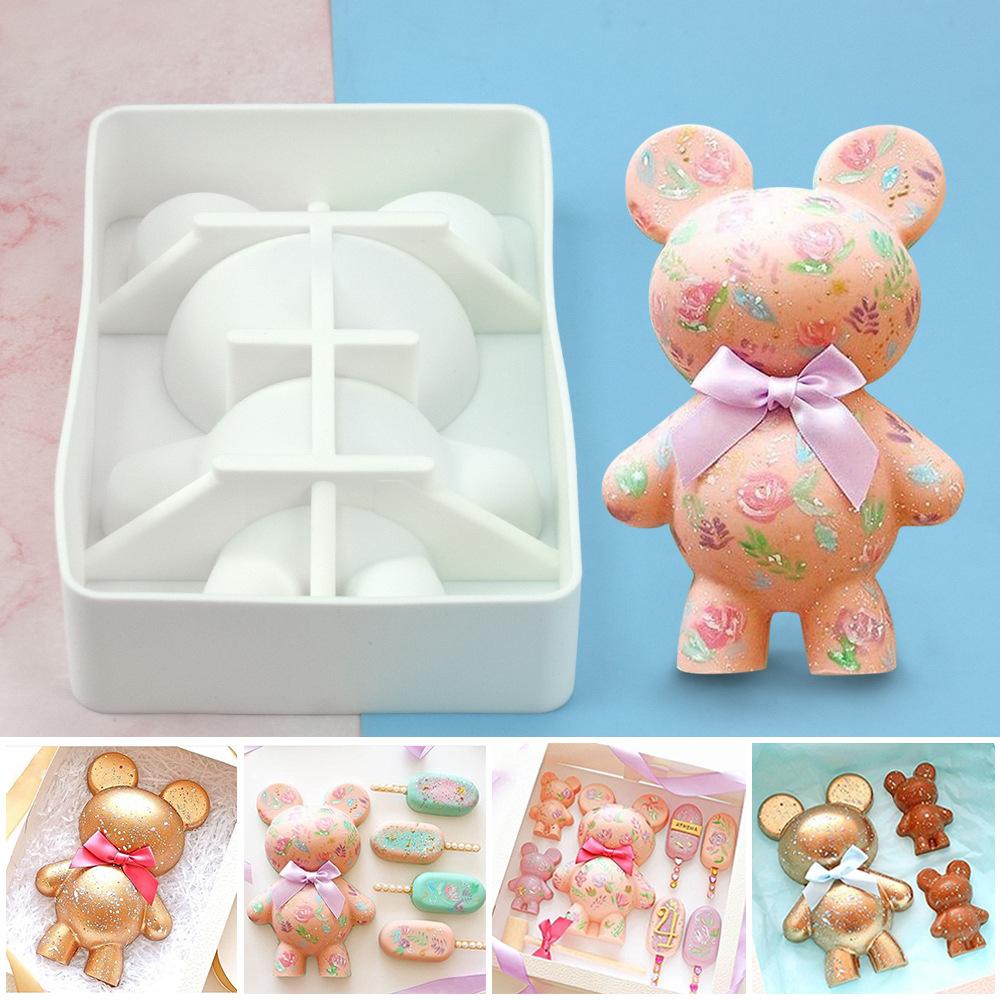 3D Gấu Bánh Hình Khuôn Mẫu Gấu Lớn Xà Phồng Silicon Fondant Chocolate Khuôn Làm Kem Bánh Sinh Nhật Khuôn Đảng Phụ Kiện Nhà Bếp
