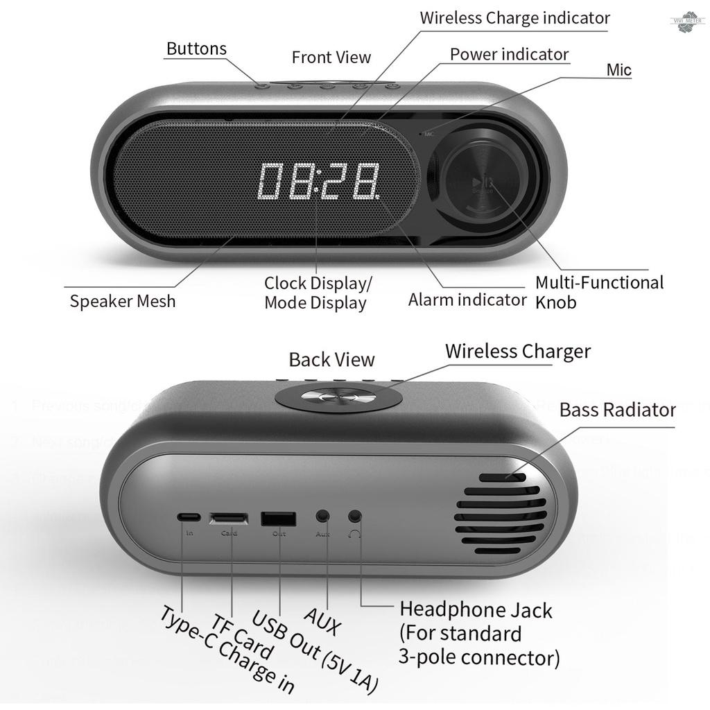 Loa Bluetooth Không Dây Kỹ Thuật Số Đa Năng Tích Hợp Đồng Hồ Báo Thức Và Phụ Kiện