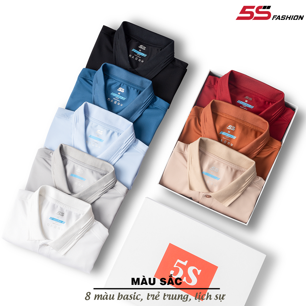 Áo Thun Nam AMES Có Cổ Trơn 5S , Vải Coolmax Co Giãn Nhẹ, Phối Logo Thêu Trẻ Trung, Phom Cơ Bản