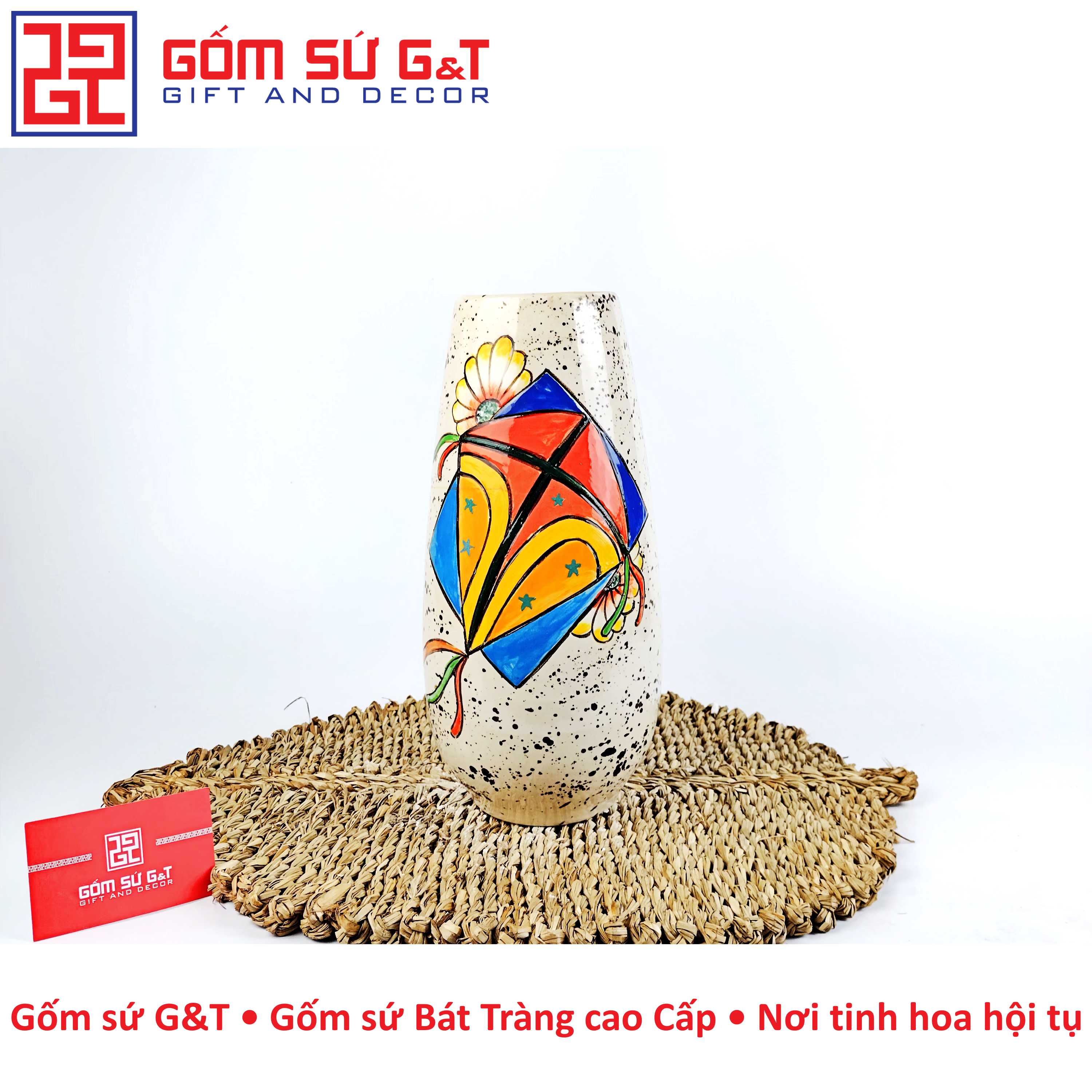 Lọ hoa dáng bom vẽ diều Gốm Sứ G&T