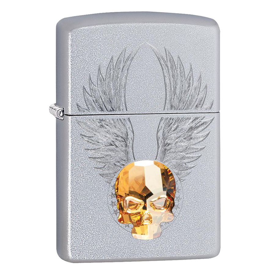 Bật Lửa Zippo 49034 – Zippo Gold Skull Design Swarovski Satin Chrome