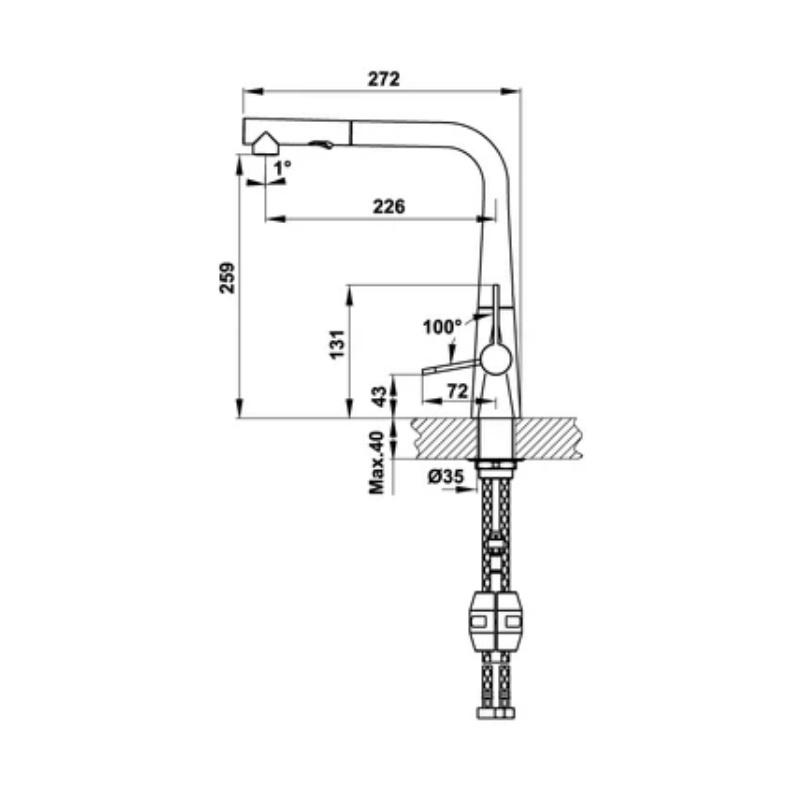 Vòi Rửa Chén Hafele HYDROS HT20-CH1P259 570.82.210 - Vòi Nóng/Lạnh - Hàng Chính Hãng