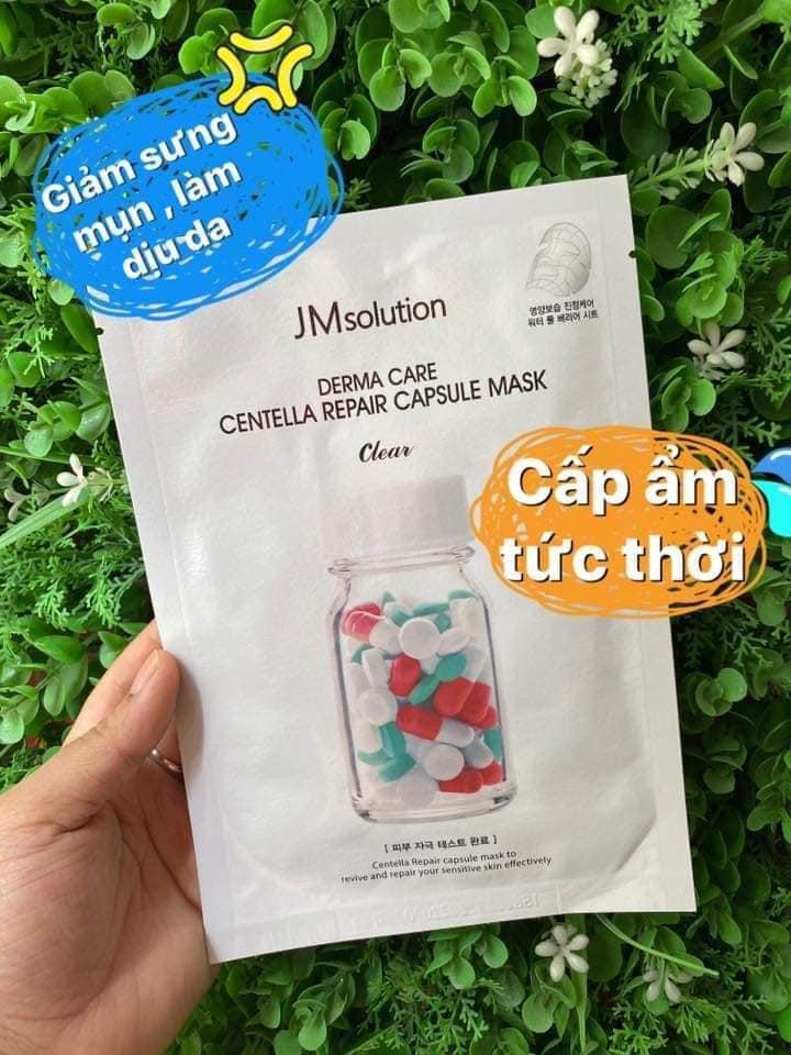 Combo 5 Mặt Nạ Làm Dịu Phục Hồi Da Tổn Thương JM Solution Derma Care Centella Repair Capsule Mask Clear 30ml/miếng x 5