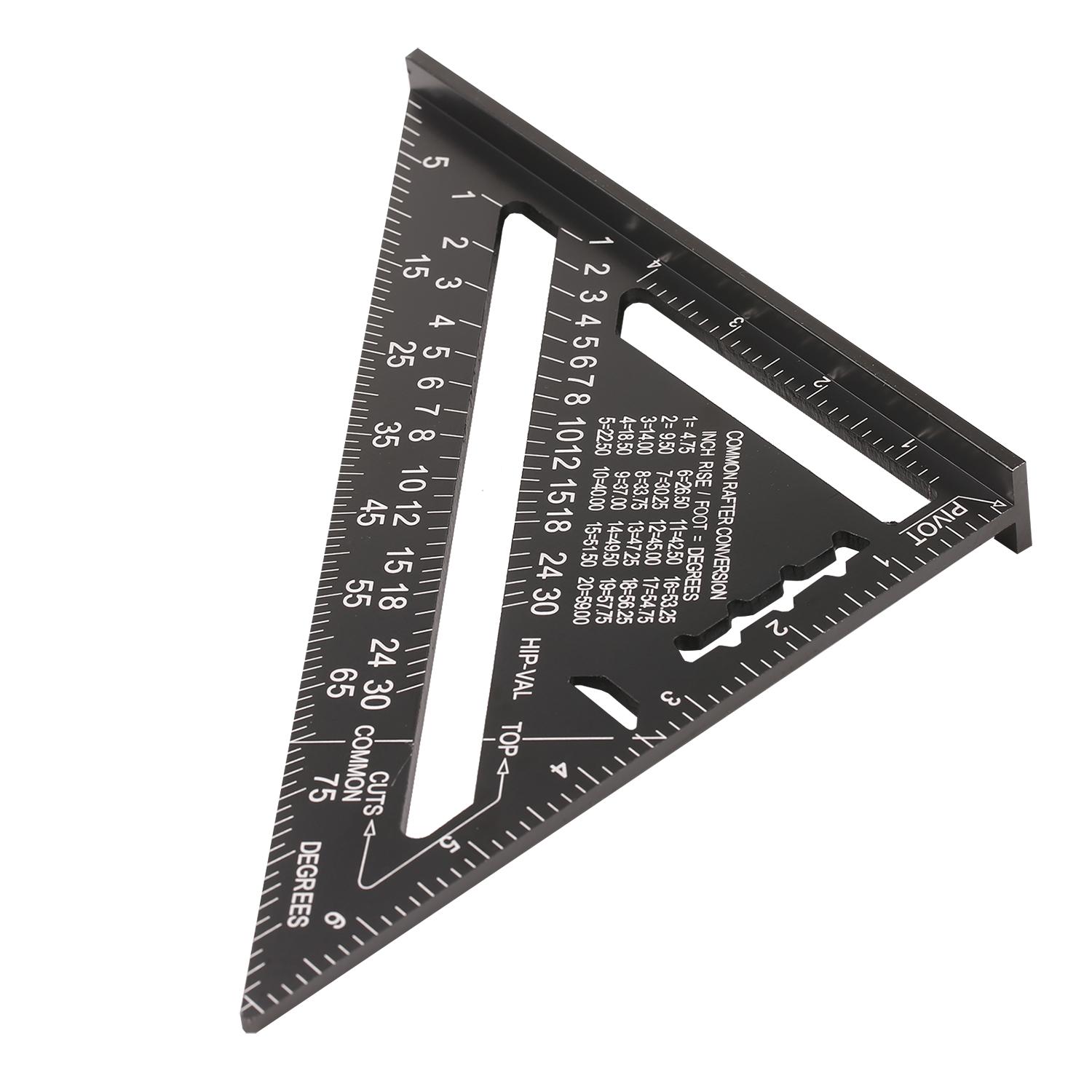 12 Inch Rafter Square Aluminum Alloy Metric Triangle Ruler Double Scale Triangle Protractor Layout Gauge High Precision