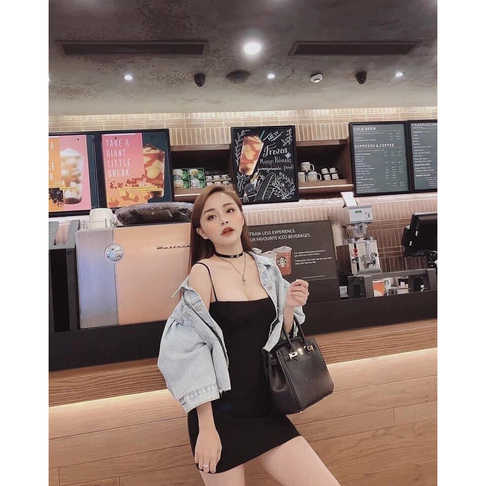 Váy ôm 2 dây SỢI BÚN dáng ngắn