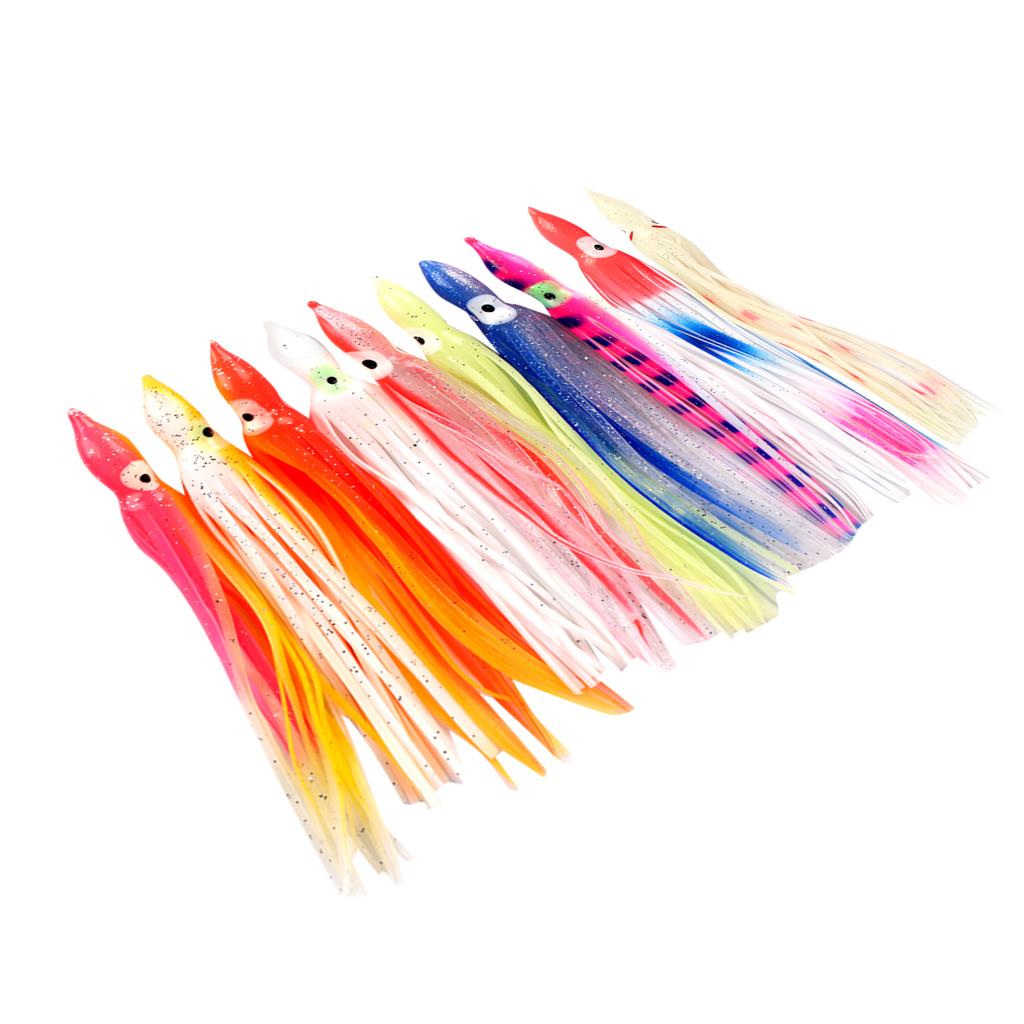 10pcs Fishing Lures Squid Octopus Skirts Lures Soft Baits Crankbaits